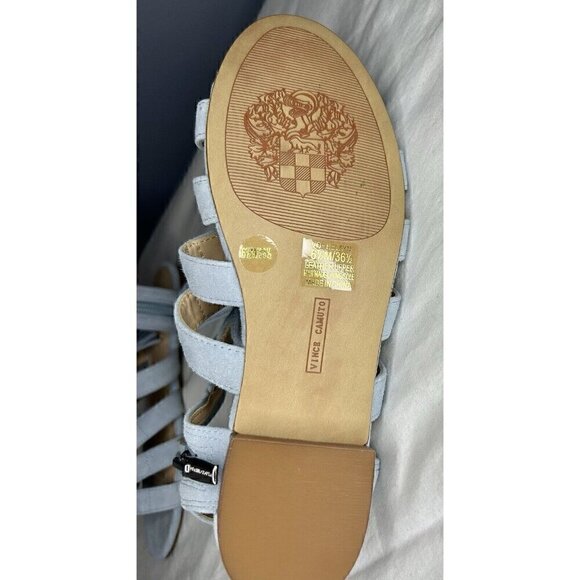 Vince Camuto Helayn Gladiator Sandals Women's Size 6.5 / 36.5 Light Blue Suede - Picture 11 of 14